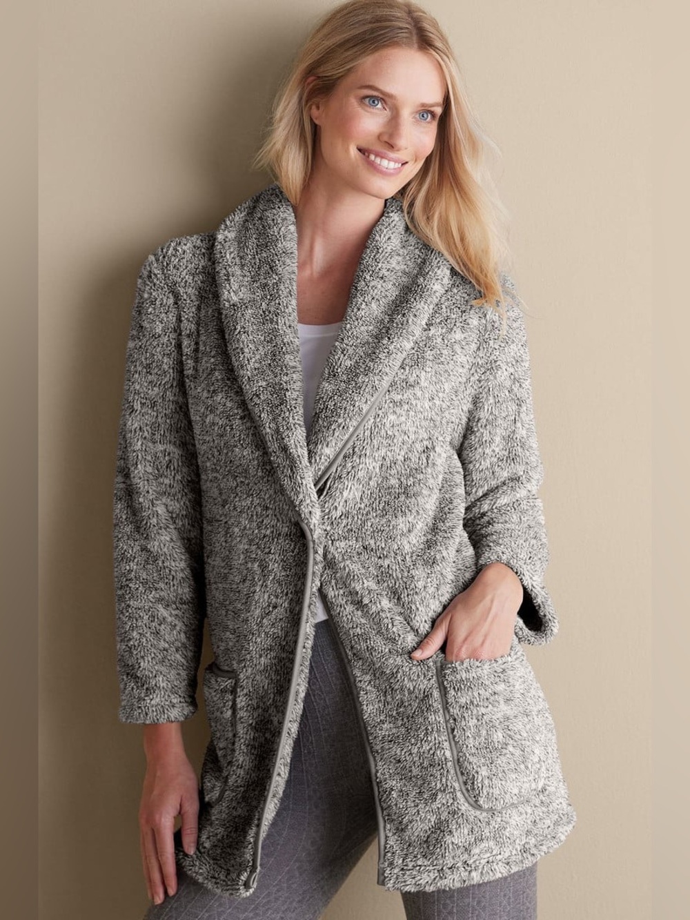SOFT SURROUNDINGS Women Gray Soft Most Wonderful Cardi. Medium. NEW
